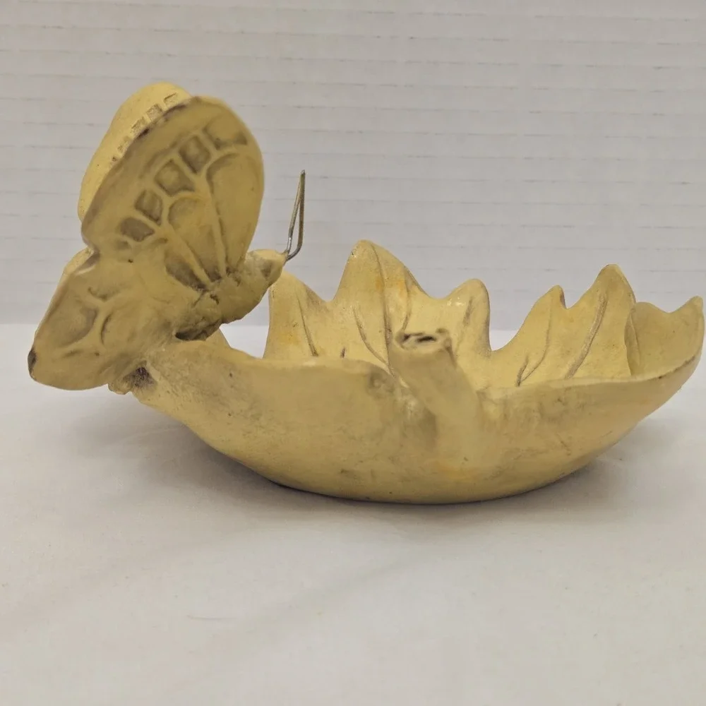 Vtg MCM Golden Maple Leaf Trinket Dish Butterfly Autumn Resin Jewelry Tray‎ 5